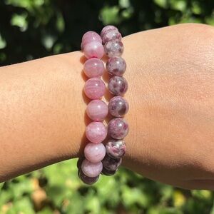 9.5mm purple rose quartz tourmaline bracelets‎
